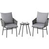 Outsunny Set di Mobili da Esterno 3 pezzi, 2 Sedie, 1 Tavolo, Set Bistrò, Rattan Sintetico, Struttura in Acciaio, Tavolo in Metallo, 4 Cuscini, Grigio | Aosom Italy