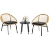 Outsunny Set da Bistrò in Rattan per Terrazza, Set di Mobili da Giardino, 2 Sedie e Tavolo, Giallo | Aosom Italy