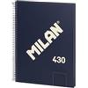 MILAN® Quaderno A4 con spirale e copertina rigida, 80 fogli bianchi da 95 g/m², collezione 430 since 1918, blu