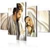 Lupia - Quadro Moderno Sacra Famiglia 5 Pezzi in Legno Vogue 66X115 cm Nativity Brown, per Soggiorno, Camera da Letto
