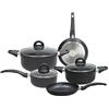 Tognana Copper & Charcoal, Batteria di pentole e padelle, Set con 2 padelle, 3 casseruole, 3 coperchi, 8 Pezzi, Alluminio, Nero