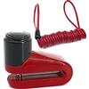 RADIKAL RK505R Bloccadisco per Moto, più Compatto, Leggero e Portatile, Colore Rosso più Deterrente, Chiusura in Acciaio ø5,5mm, Lucchetto Antifurto Moto, Scooter, Bicicletta Elettrica, Monopattino