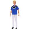 Barbie - Ken Fashionistas n. 226, bambola bionda con camicia Western, pantaloni e stivali rimovibili, edizione da collezione per il 65° anniversario, giocattolo per bambini, 3+ anni, HRH25