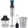 Muvip Frullatore a mano inox 1200 W + accessori - 2 velocità - Controllo della velocità - Corpo in acciaio inossidabile