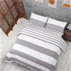 Vency Copripiumino Matrimoniale 240x220 3-Pezzi Grigio & Bianco - OEKO-TEX 80% Cotone & 20% Poliestere, 1x Copripiumino con Cerniera + 2x federa con chiusura a busta 50x80 cm, Modello Still