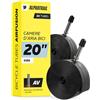 Alphatrail Camera d'aria Bicicletta Rick 20 Pollici AV Schrader Valvola 2x Set con Garanzia di Mobilità I Copertoni Compatibili Michelin, Continental, Conti, Schwalbe, Maxxis & Kenda