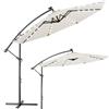 BAKAJI Ombrellone da Giardino Terrazzo con Luce e Pannello Solare Dimensioni 3x3 Mt Richiudibile Palo Laterale Struttura Acciaio Altezza 250 cm Antivento, Base a croce Tessuto Anti UV (Beige 32 LED)