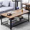BAKAJI Tavolino Divano Tavolo caffè da Salotto Rettangolare Design Moderno Industriale Struttura in Metallo con Ripiano Inferiore Piao d'appoggio in Legno MDF Scuro Dimensione 106 x 60 x 45 cm