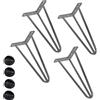 BAKAJI Set 4 Gambe da Tavolo Altezza 36 cm in Metallo Piedi per Tavolino Divano Sgabelli e Mobili con Piedini Antiscivolo Design Moderno Industriale Colore Grigio Kit Montaggio Incluso