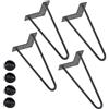 BAKAJI Set 4 Gambe da Tavolo Altezza 36 cm in Metallo Piedi per Tavolino Divano Sgabelli e Mobili con Piedini Antiscivolo Design Moderno Industriale Colore Grigio Kit Montaggio Incluso