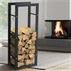 BAKAJI Portalegna Verticale Supporto Scaffale Rettangolare in Metallo Porta Legna da Interno Esterno Legnaia Casa Giardino per Camino Caminetto Stufa Design Moderno (100 x 25 x 40 cm)