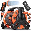 STAKMANN Avvolgitubo con Tubo 30 Metri Resistente in PVC, Avvolgi-Tubo a Parete Ingombro Ridotto e Pistola con 10 Funzioni, Lancia con Diversi Getti d'Acqua, Supporto da Giardino Portatubo Spruzzo Regolabile