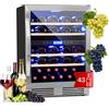 KLARSTEIN Cantinetta Vino Design da Incasso, Cantinetta Vino Refrigerata a Zona Doppia per Vino Rosso, Bianco e Birra, Controlli Touch, Frigo Vino Cantinetta per Esterno/Interno, 129L, 43 Bottiglie
