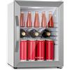 KLARSTEIN Beersafe Crystal White - Frigorifero per birra, frigorifero per bevande con sportello di vetro, frigorifero per bottiglie da 33 litri