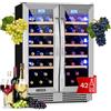 KLARSTEIN Cantinetta Vino Design da Incasso, Cantinetta Vino Refrigerata a Zona Doppia per Vino Rosso, Bianco e Birra, Controlli Touch, Frigo Vino Cantinetta per Esterno/Interno, 126L, 42 Bottiglie