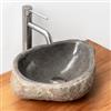 VITRA Lavabo da appoggio 53x48 cm lavorazione artigianale in pietra naturale di fiume antracite - Artizan