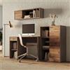 DEGHI Set scrivania con pensile e mobile multiuso 190x180h cm in legno effetto rovere aystar e grigio - Wicked