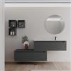 DEGHI Mobile bagno sospeso 120 cm antracite dx con cassettone e lavabo integrato con specchio - Sleek
