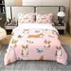 Homewish Simpatico set di biancheria da letto con copripiumino matrimoniale in 100% cotone Corgi, per ragazze, con chiusura a cerniera, per ragazzi e ragazzi