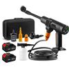 Oamger Pulitore ad alta pressione senza fili, 200 bar, idropulitrice ad alta pressione con 2 batteria, ugello 6 in 1, tubo da 5 m, schermo LCD, pistola ad alta pressione portatile per auto, terrazza