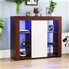 Vida Designs Credenza Moderna a 1 Anta a LED in Noce e Bianco, Luci Rgb (Opzioni di Dissolvenza/Stroboscopica Incluse), in Legno Opaco con Caratteristiche Lucide, Large