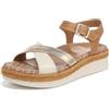 Vionic Women's Mar Flat Sandal, Camel Gold Metallic Leather, 36 EU