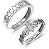 Flyow Set di anelli a nido d'ape in argento Sterling 925, con simpatici animali, per coppie, incisi, Love You, regolabile, per lui e per lei
