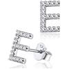 Silvora Orecchini a Perno con Lettera Iniziale e Diamante in Argento Sterling con Alfabeto dalla A alla Z Minimalista Zirconi S925 per Donne e Ragazze