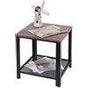 BAKAJI Tavolino Divano Tavolo caffè da Salotto Quadrato Design Moderno Industriale Struttura in Metallo con Ripiano Inferiore Piao d'appoggio in Legno MDF Scuro Dimensione 40 x 45 cm