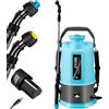 BAKAJI Spruzzatore a batteria da Giardino con Accessori, Nebulizzatore a pressione con Tracolla Antifatica, Pompa Ultra Leggera Irrigazione e Cura Piante, Ideale Acqua e Antiparassitario (5 Litri)
