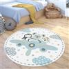 Paco Home Tappeto Bambini Cameretta Bambina Ragezzi Lavabile In Lavatrice Rotondo Moderno Pastello, Dimensione:Ø 120 cm tondo, Colore:Beige