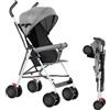 HUOLE Triciclo bambino evolutivo bicicletta 5 in 1 fino a 25 kg, cabina impermeabile con filtro UPF50+, pieghevole, sedile girevole a 360 gradi, regolabile, D-grigio