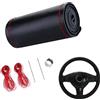 YUNZHISHIYE Coprivolante In Vera Pelle,Coprivolante Auto Universale,Copri Volante Per Auto Accessori Interni, Adatto Per Fiat 500/Panda/Golf/Peugeot/Jeep/Ford/Mercedes(Linea rossa nera lucida)