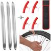 HJJMN 3Pezzi 28cm Leva Pneumatici, 4Pezzi Protezione del Bordo del Cerchione, Leva Smontagomme con Inserto Valvola a 4 Vie Borsa Portaoggetti, Protezione di Montaggio del Pneumatico per Moto Bicicletta
