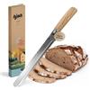 kjøk Premium Coltello Tagliapane con manico ergonomico in legno d'ulivo - Coltello da pane con lama da 20 cm seghettato in acciaio (5cr) durezza 56±2 HRC - Coltelli lungo per panettone