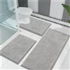 Enyhom Set di tappetini da bagno in ciniglia, di lusso, morbidi, antiscivolo, assorbono l'acqua, lavabili in lavatrice, set di tappetini da bagno per pavimento del bagno (grigio chiaro, 45 x 65 + 45 x