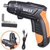 Bakaji Avvitatore Cacciavite Elettrico 3.6V 1.500mAh Batteria Ricarica USB 3Nm 200rpm con Mandrino Magnetico Testa Girevole a 90° Luce a Led Trapano Manico Ergonomico 10 Punte Compatto e Leggero