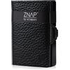 slimpuro ZNAP Portafoglio Porta Carte di Credito - in Alluminio - Protezione RFID - Nero bottalato - Fino a 12 carte - Portafoglio Uomo Slim, Portacarte Uomo, Portacarte di Credito da Uomo