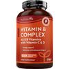 Nutravita Vitamina B Complex con Vitamina C + Vitamina D - 500 Compresse per Una Scorta di 1 Anno - Tutte le 8 Vitamine B + Biotina - Metabolismo, funzione mentale, sistema nervoso (EFSA)