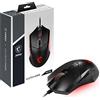 MSI Clutch GM08 - Mouse Gaming simmetrico USB, LED Rosso, Sensore Ottico PAW 3519 (4200 DPI), Switch fino a 10 mln di click, sistema di pesi modificabili, Nero