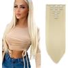 Dcbaboo Extension Capelli Lisci Biondo 8 Fasce Clip in Hair Extension Sintetici Lunghi 65cm Posticci per Capelli Finti Estensioni Diritti Naturale per Donna, Biondo Candido