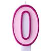 Decoraparty Candelina numero 0 per Torta di Compleanno, Candela di Cera Rosa per Bambino Bambina Femmina, Dolce, Anniversario, Festa, Party Nascita, Gender Reveal, altezza h 7 cm