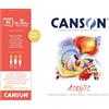 Canson Acrylic, Blocco Carta per Colori Acrilici Grana Telata, A2, 400gm, 10 Fogli, Collato un Lato