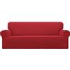 Easy-Going Stretch Sofa Slipcover 1-Piece Sofa Cover Furniture Protector Couch Soft with Elastic Bottom for Kids, Polyester Spandex Jacquard Fabric Small Checks (Sofa, Christmas Red)