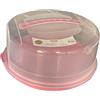 Zenker 44497 Porta Torta Rotondo con Coperchio, Porta Dolci con 2 Chiusure di Sicurezza, Campana per Dolci, Plastica, base rosa e coperchio trasparente con manico, Diametro 34 cm