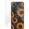 KARTXITAI Cover Compatibile con realme GT Neo 2,Custodia in Vetro Temperato AntiGraffio+con Cornice in TPU con Assorbimento degli Urti e Anti-Graffio-Girasole Amore+Vetro Temperato