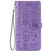 Fertuo Cover per Apple iPhone 14 Pro, Custodia Portafoglio a Libro in Pelle Flip Cover con Porta Carte, Chiusura Magnetica [Disegni di Gatto Cane] Case Antiurto per iPhone 14 Pro, Viola