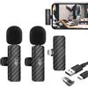 little tikes Microfono Wireless per iPhone/Android/Laptop, Microfono Lavalier Wireless Plug and Play, Microfono Professionale con Riduzione del Rumore per Youtube, TikTok, Vlog Registrazione Video - 2 Microfoni