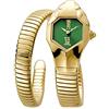 Just Cavalli Signature Snake Glam Dna - Orologio Da Polso Da Donna Al Quarzo Moda Bracciale E Cassa In Acciaio Inox Di Colore Oro Quadrante Analogico Verde - JC1L001M0055