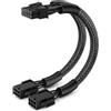 J&D Cavo Adattatore di Alimentazione Pcie, Doppio 6 Pin Femmina a 8 Pin Maschio, Rivestimento Intrecciato, 9 Pollici, Connettore Gpu per Alimentazione Scheda Grafica, Confezione da 1